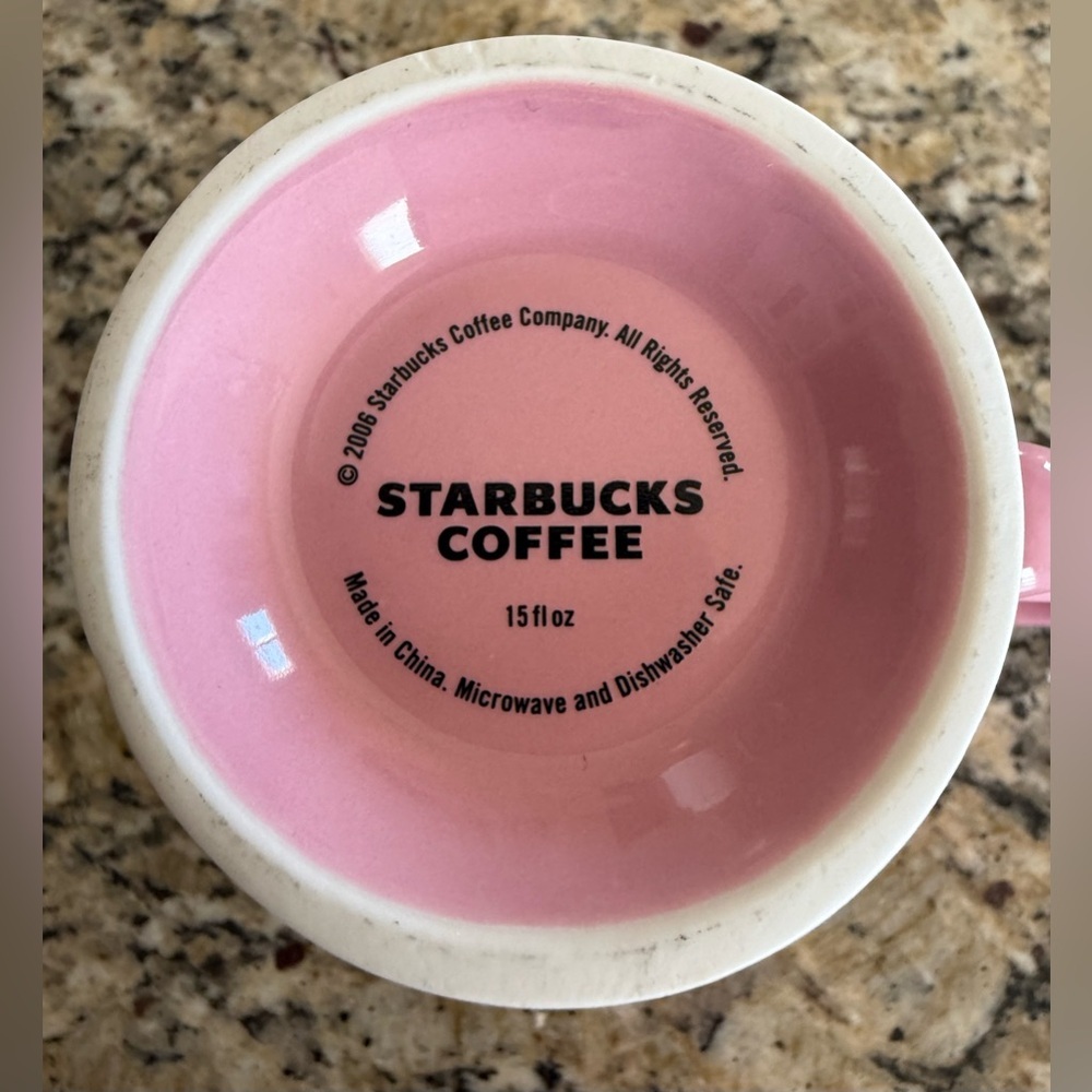 Starbucks Pink “Sweet” Embossed Mug 15 oz | Vintage 2006 Pedestal Footed Cup - Picture 4 of 4